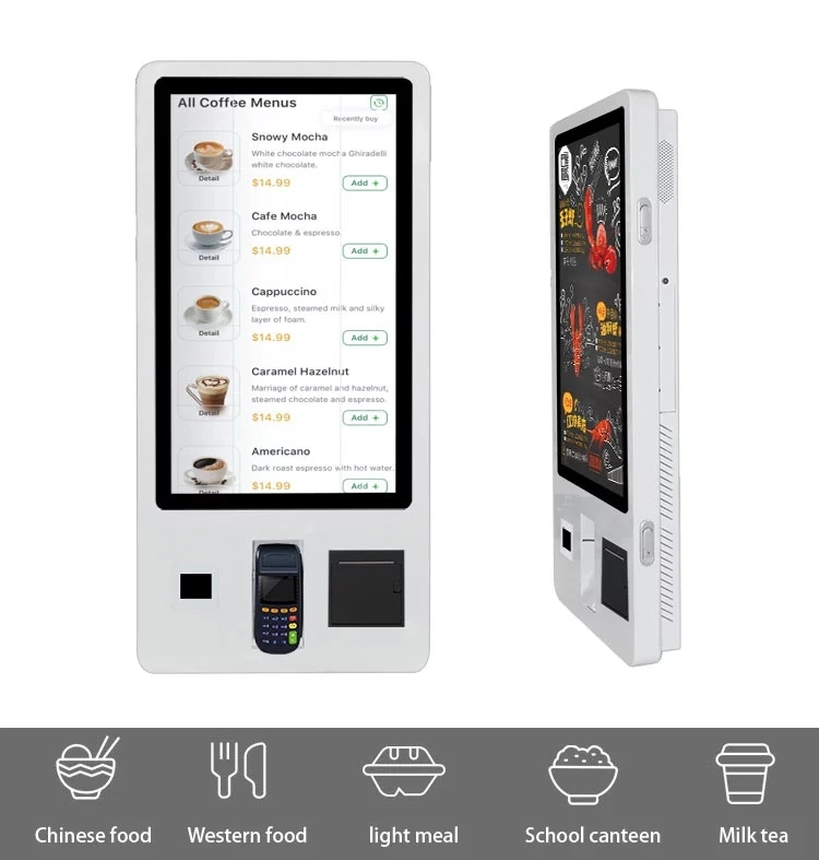 Floor Standing Touchscreen Self-Service Information Terminal Bill Payment LCD Touch Screen Interactive Kiosk for Self Service Ordering Food Meal Vending Machine