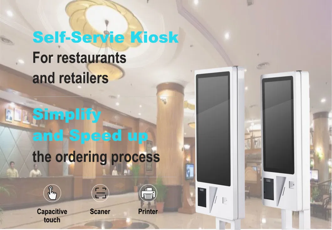 24" 32" Free Standing Touch LCD Panel Vending Self Service Machine Touchscreen Payment Solution Self Ordering Kiosk